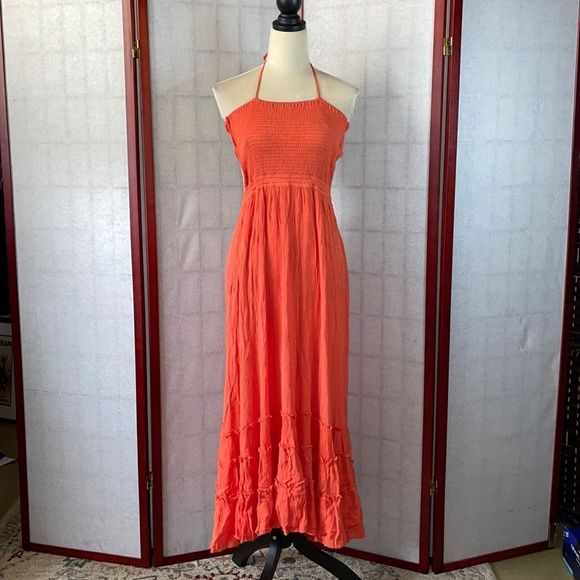 R. Vivimos Bohemian Gauze Halter Maxi Dress with Open Back (Size: Medium) - Picture 3 of 16